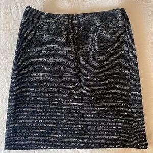 LOFT Black Textured Business Casual Tweed Pencil Skirt Size 8